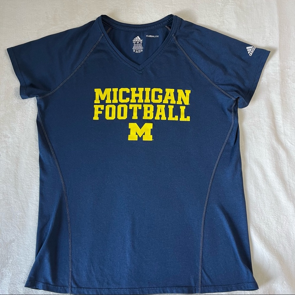 Adidas Women Size Medium Blue Michigan  Football Top; Workout; Comfy Wear